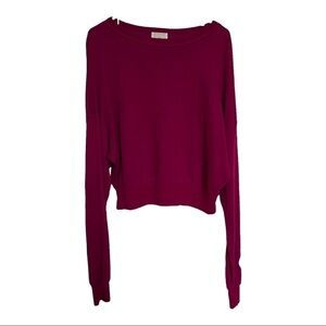 T.la Women Sweater Top Knitted‎ Crew Neck Long Sleeves Boat Neck Size XS Magenta